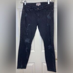 Woman CURRENT ELLIOTT Black Stiletto Distressed Skinny Stretch Jeans Sz 28